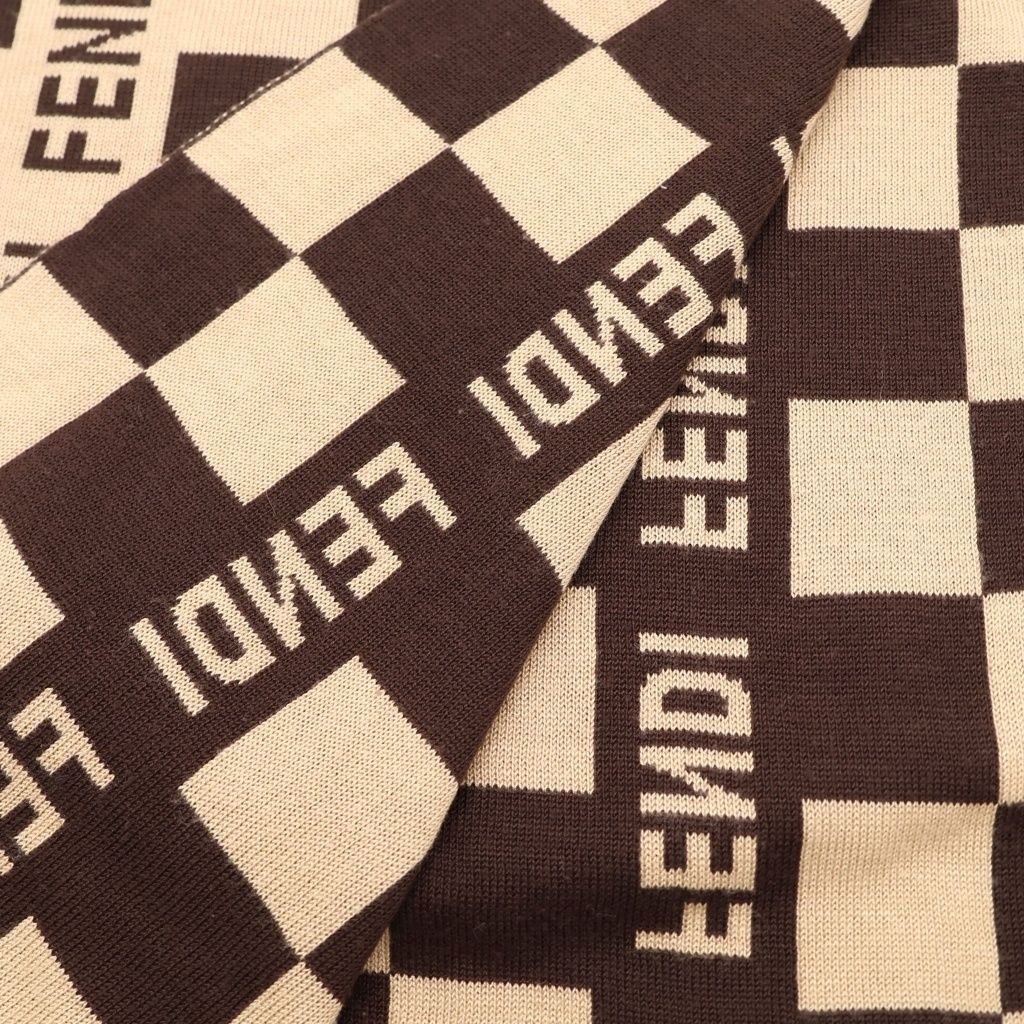FENDI (フェンディ) ロゴ ブロックチェック総柄ジャガード ニット