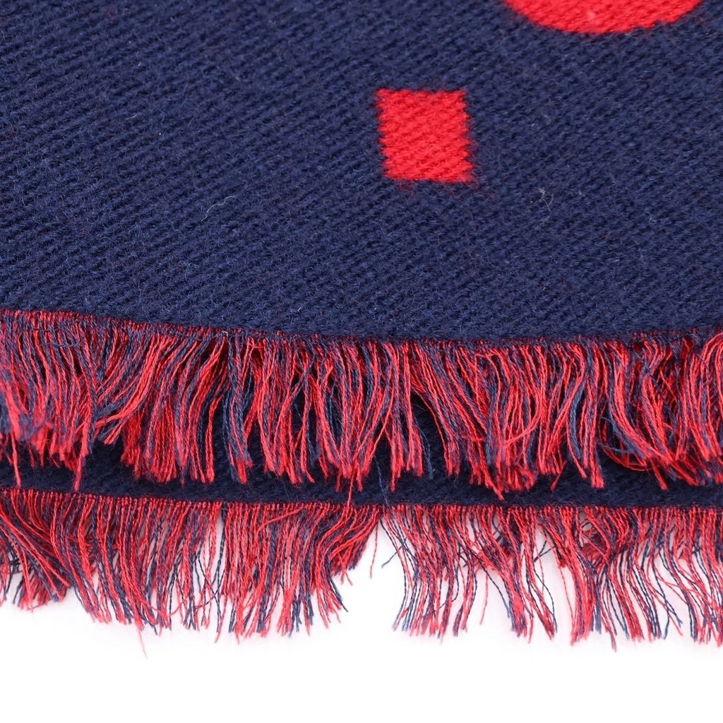 GUCCI (グッチ) ジャンボGGロゴ シルク混スカーフマフラー ネイビー