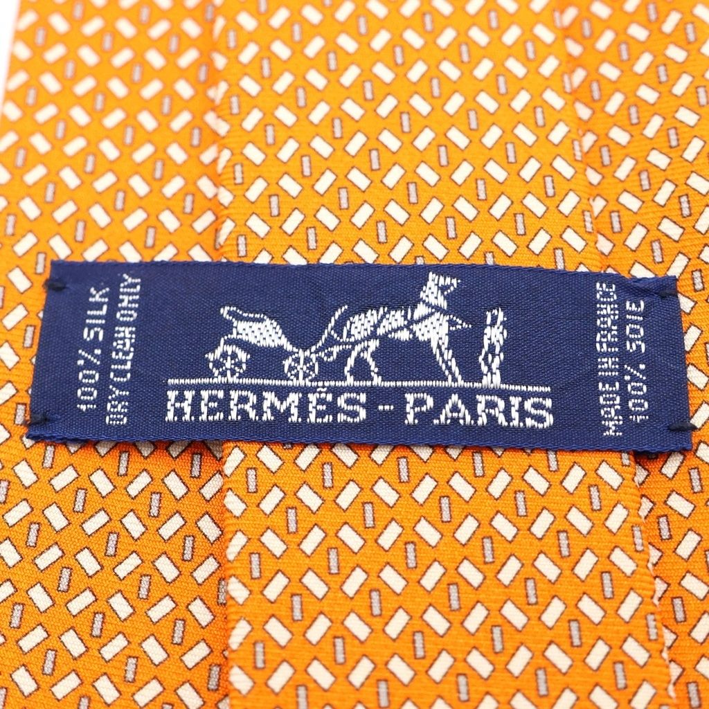 HERMES (エルメス) オレンジ ネクタイ シルク 剣先9 - メルカリ
