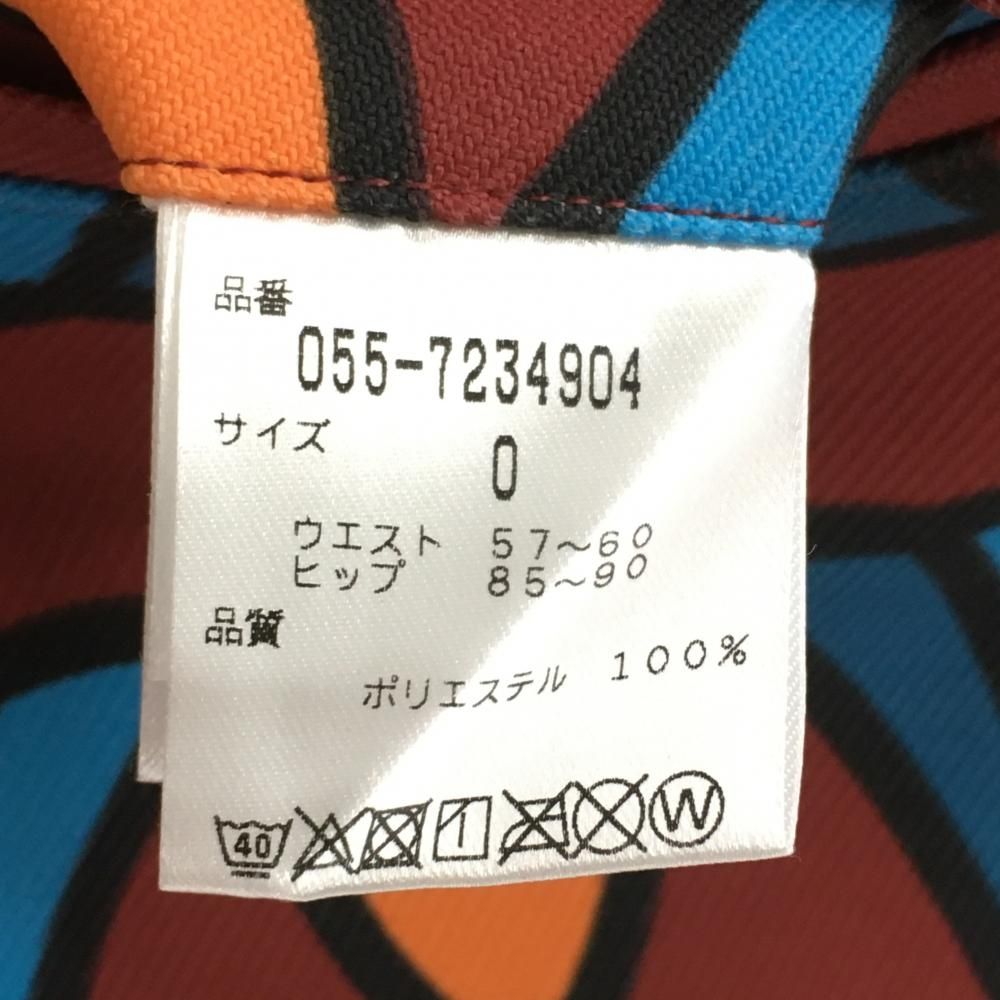超美品】パーリーゲイツ スカート ブラウン×ブルー 総柄 レディース 0
