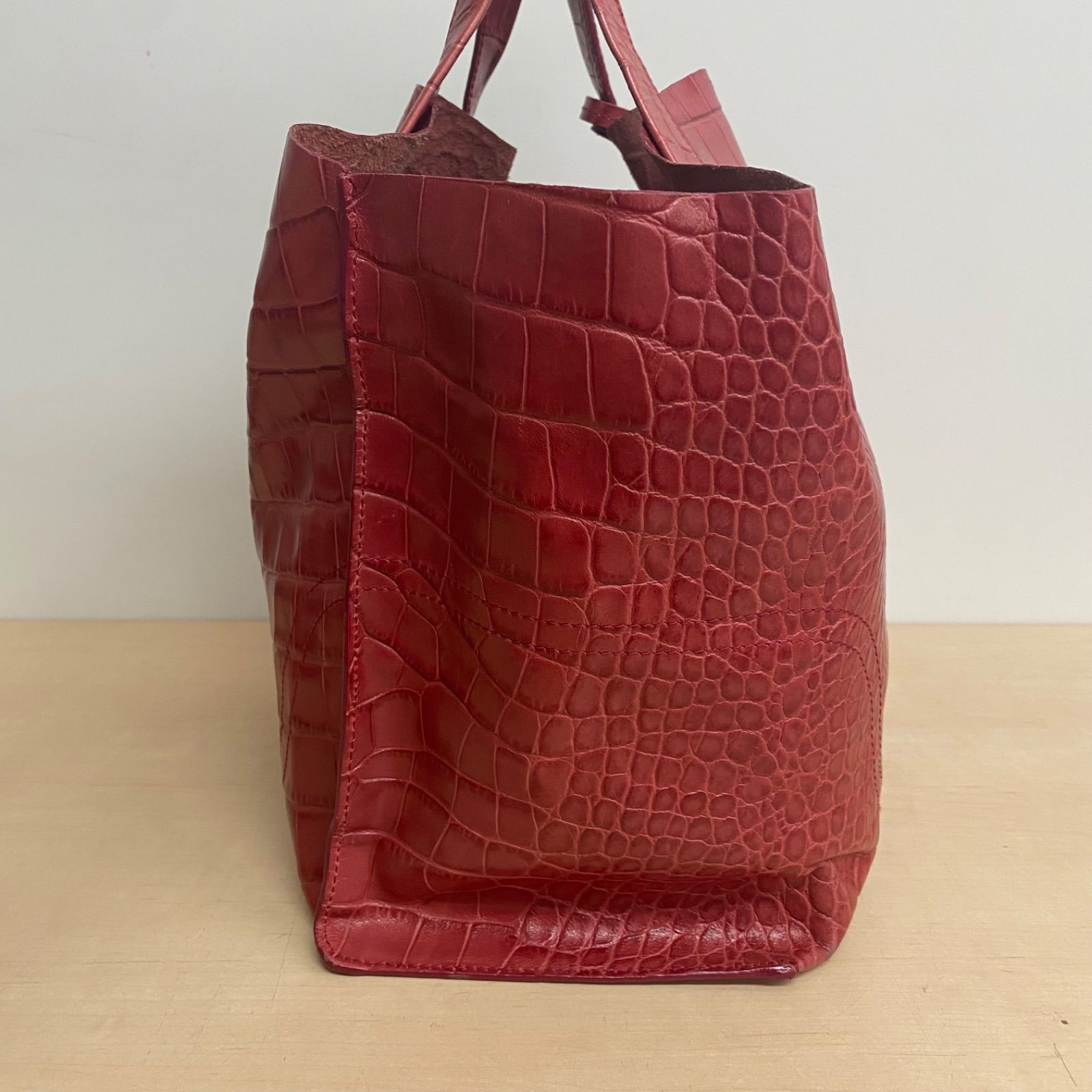 トートバッグ 【FURLA】フルラ トート バッグ 大容量 クロコ型押し 赤 