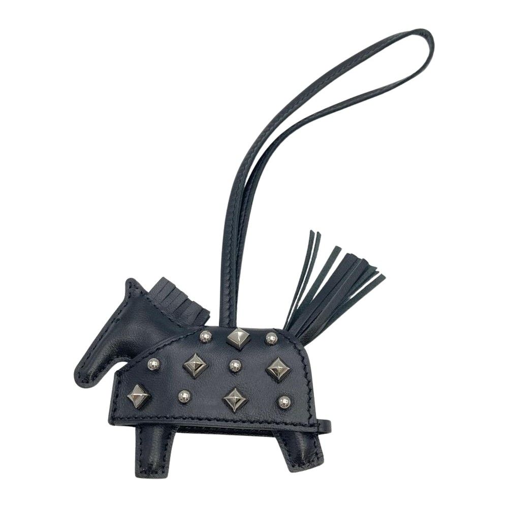 エルメス HERMES ロデオ ロベオ ロック PM チャーム ブラック シルバー金具 スタッズ【中古】