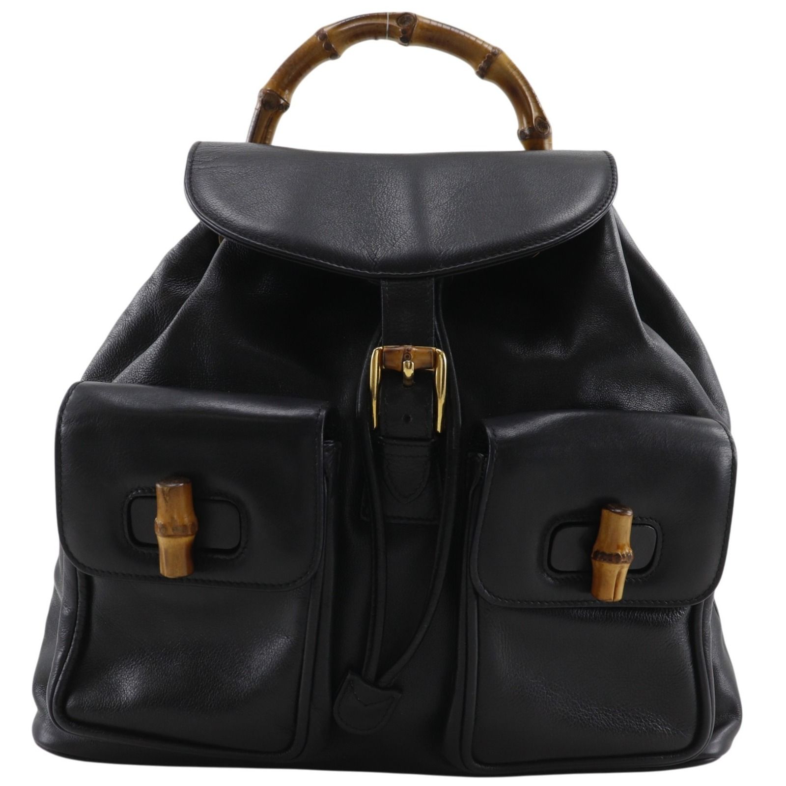 【GUCCI】グッチ バンブー オールドグッチ 003-2058-0016 カーフ 黒 レディース リュック・デイパック