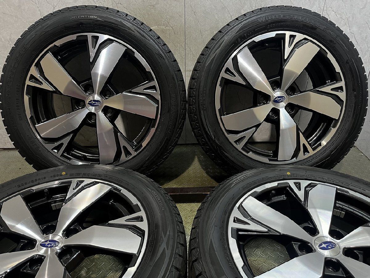 【DUNLOP WINTER MAXX SJ8+ 225/55R18】スタッドレス【SUBARU SKフォレスター 純正ホイール 18インチ 7J5HPCD114.3+48】24年 バリ溝 MTI121