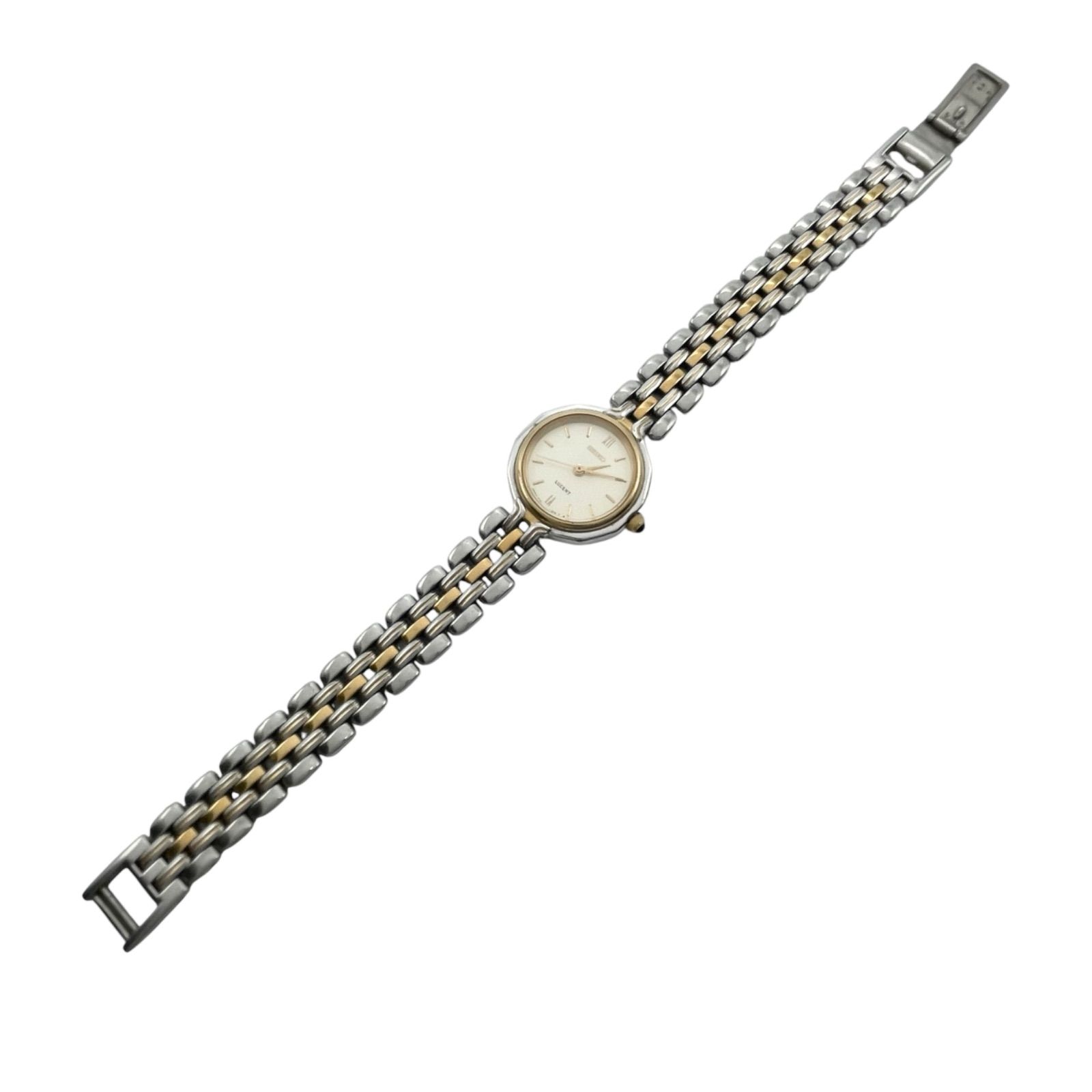 3455【希少品 美品 新品電池】SEIKO LUCENT 腕時計 コンビ 銀 稼働 