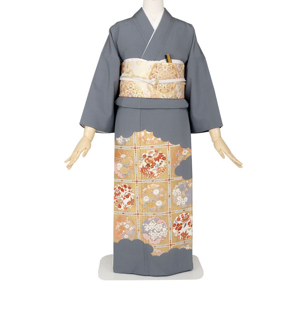 礼装用　色留袖　三つ紋　比翼仕立て　格天井文・雪輪文　着物単品　【結婚式、披露宴などの祝い事に】旧レンタル商品 11,458円