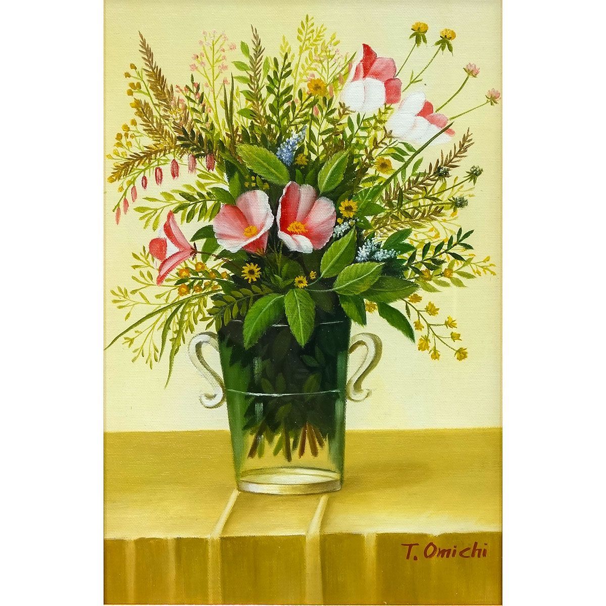 最終大幅値下げ‼️花瓶肉筆画　油絵 油彩画 大道妙子「花瓶の花」P4号 真筆 肉筆画 静物画 フラワー ブーケ