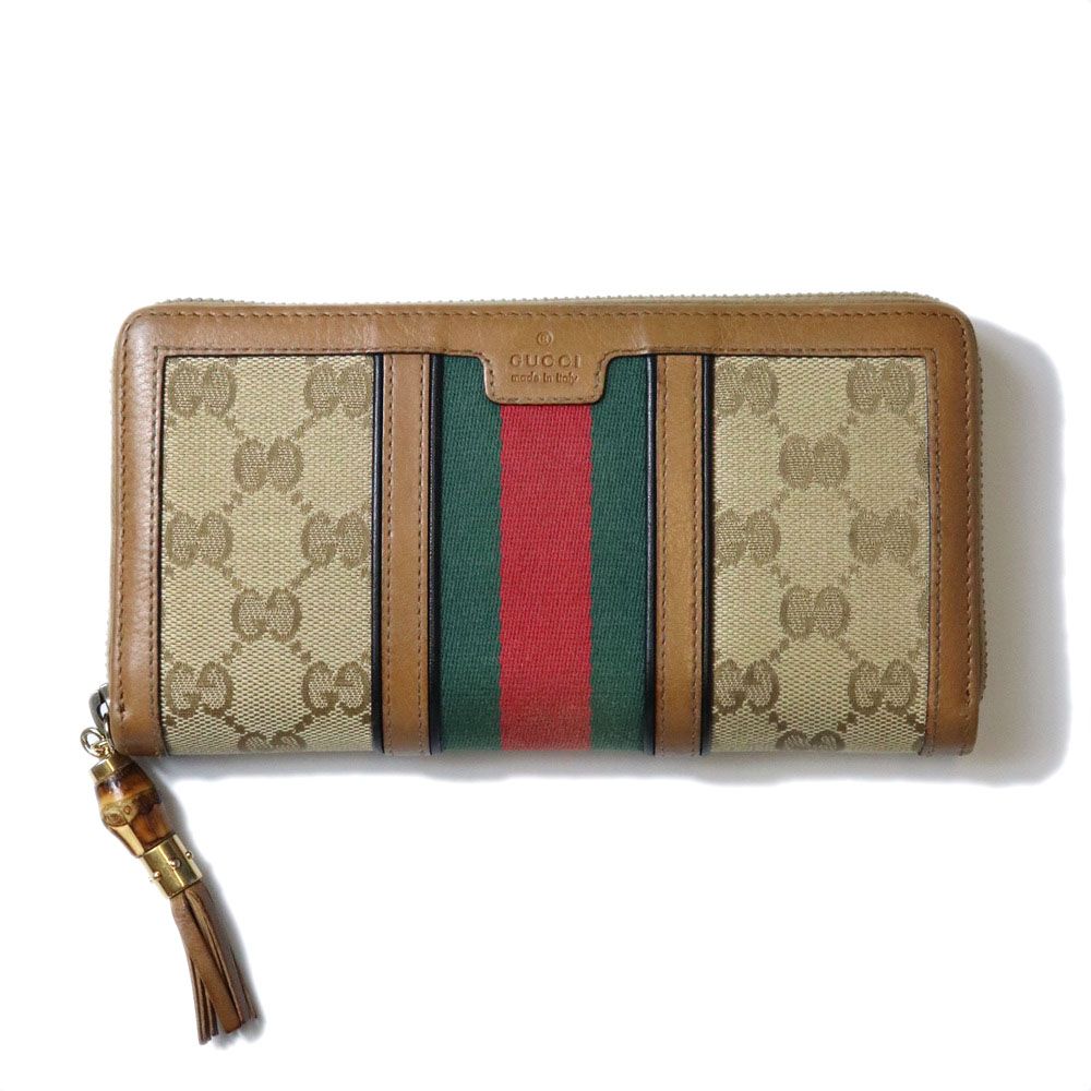 GUCCI グッチ 353651 長財布 GGキャンバス シェリー バンブー ブラウン レディース ヴィンテージ