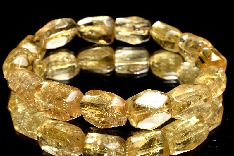 【１点物】幸運を呼ぶ黄金カラー ゴールデンスキャポライト　12-17x8-11mm　原石ラフカット ブレスレット パワーストーン 天然石 _MD2625