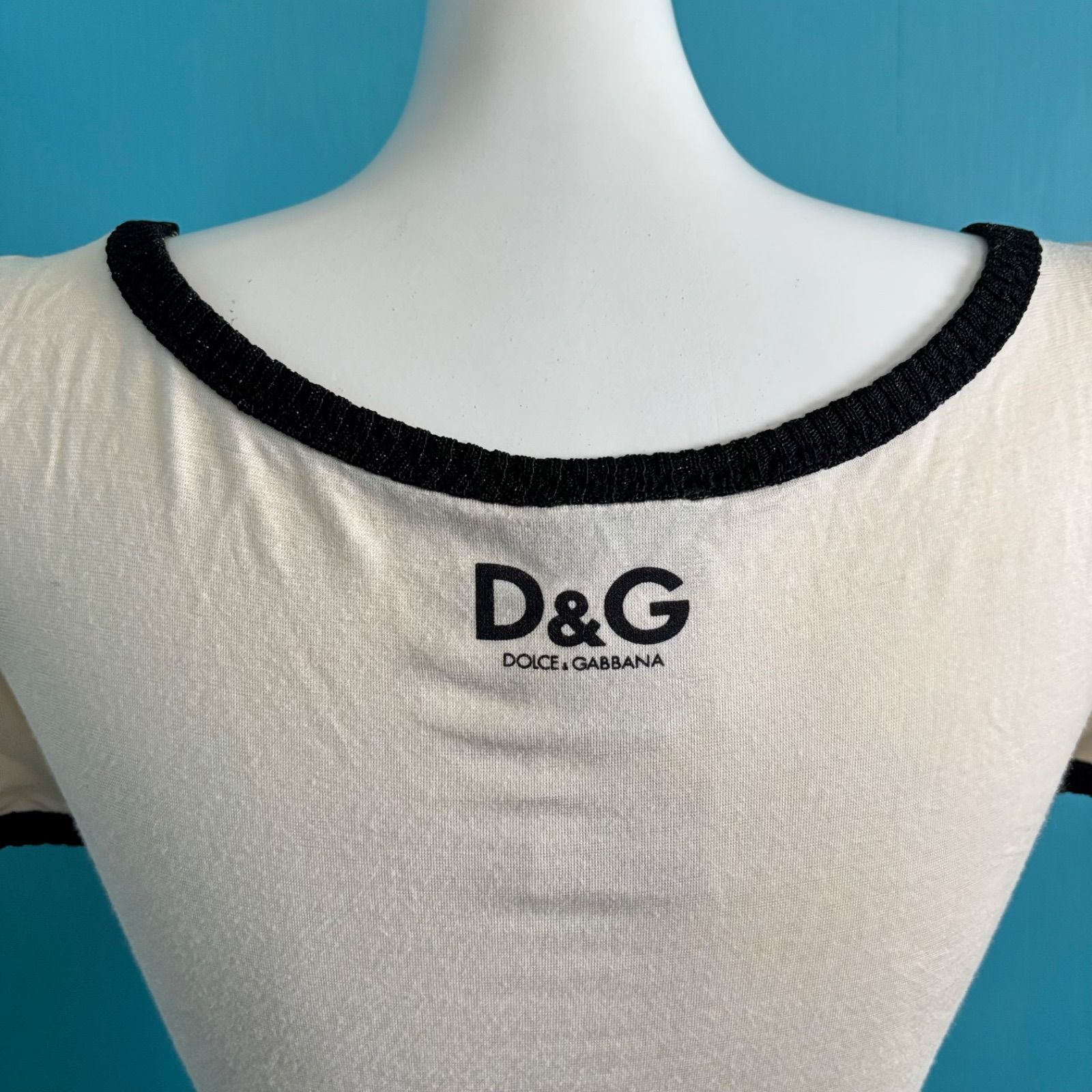880 D&G ドルチェ＆ガッバーナ スカルプリント リンガーTシャツ