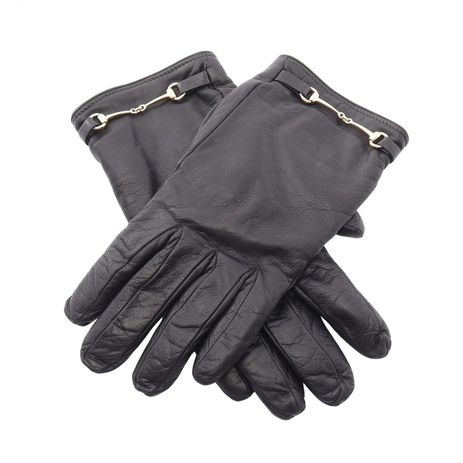 グッチ GUCCI 手袋 ホースビット レザー 手袋 レディース Used B