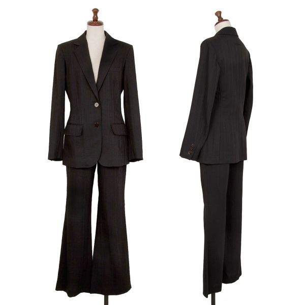 ジャンポールゴルチエ ファムJean Paul GAULTIER FEMME シャドーストライプセットアップスーツ 黒40