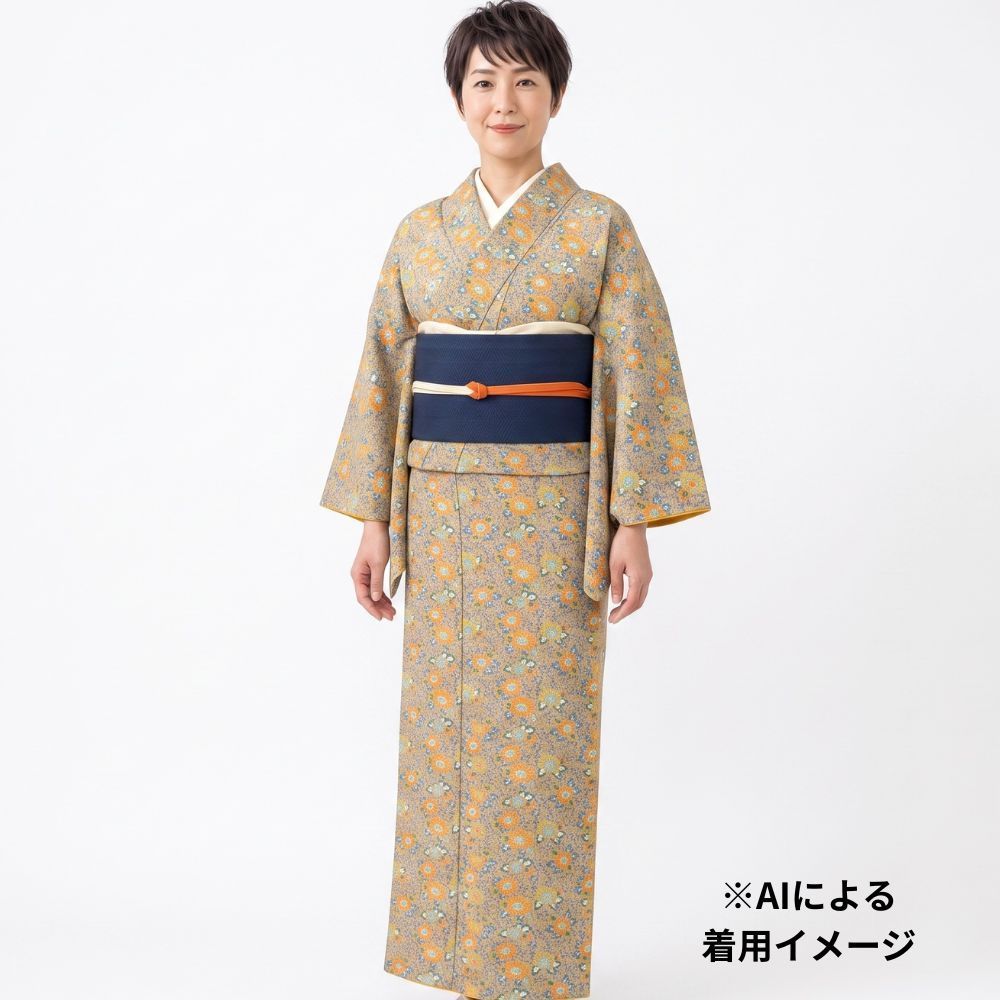 美品!正絹　更科小紋　モダン　上品 リユース 更紗 小紋 正絹 オリエンタル 花唐草 レトロモダン 8167-7
