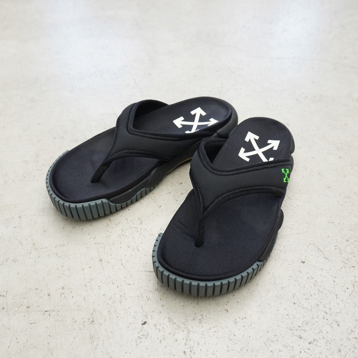 正規 OFF-WHITE オフホワイト c/o Virgil Abloh ODDSY MINIMAL オデッセイ ミニマル シャワー サンダル シューズ 黒 サイズ41 4828Q♪