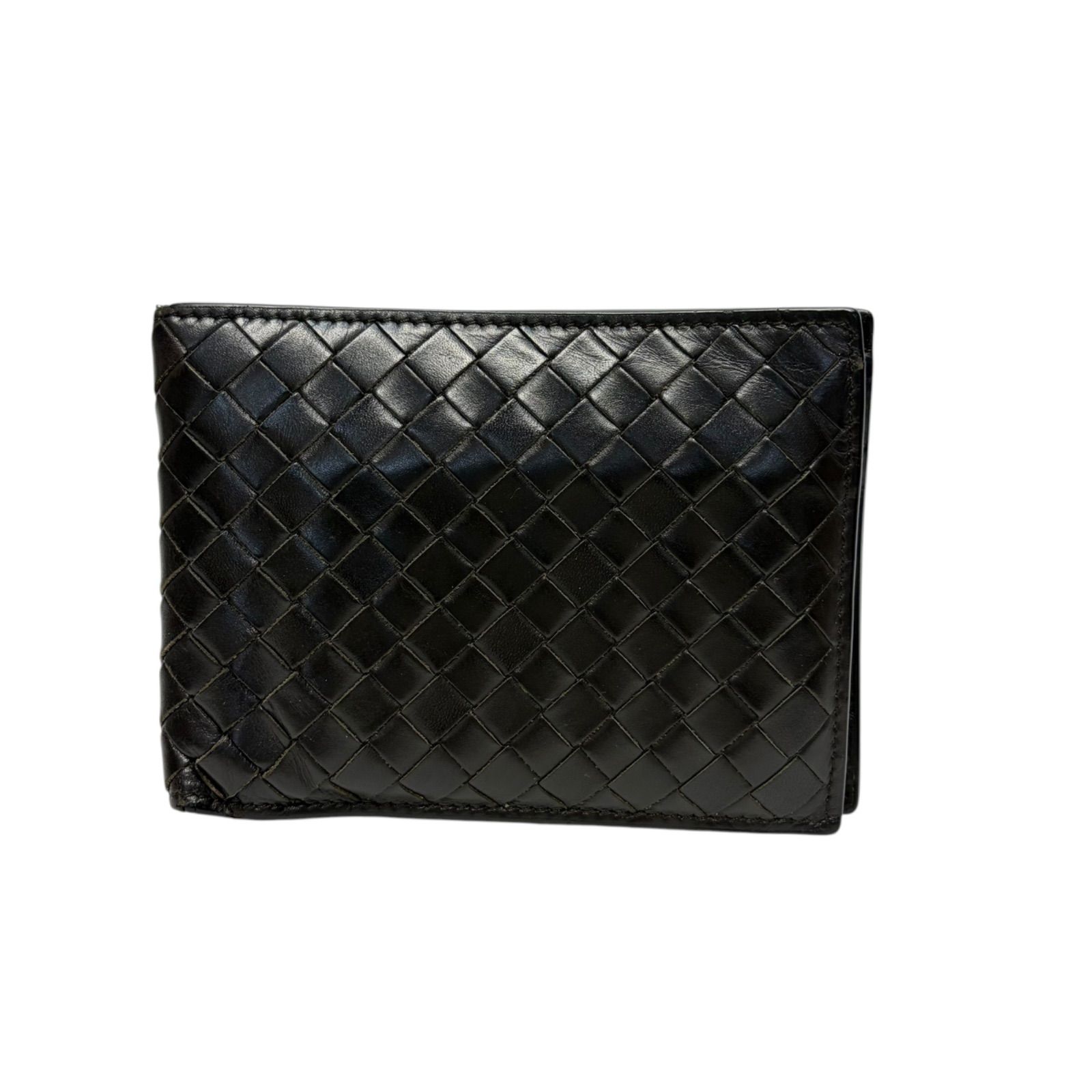 5004 BOTTEGA VENETA ボッテガヴェネタ 二つ折り財布 イントレチャート ダークブラウン レザー 7,880円