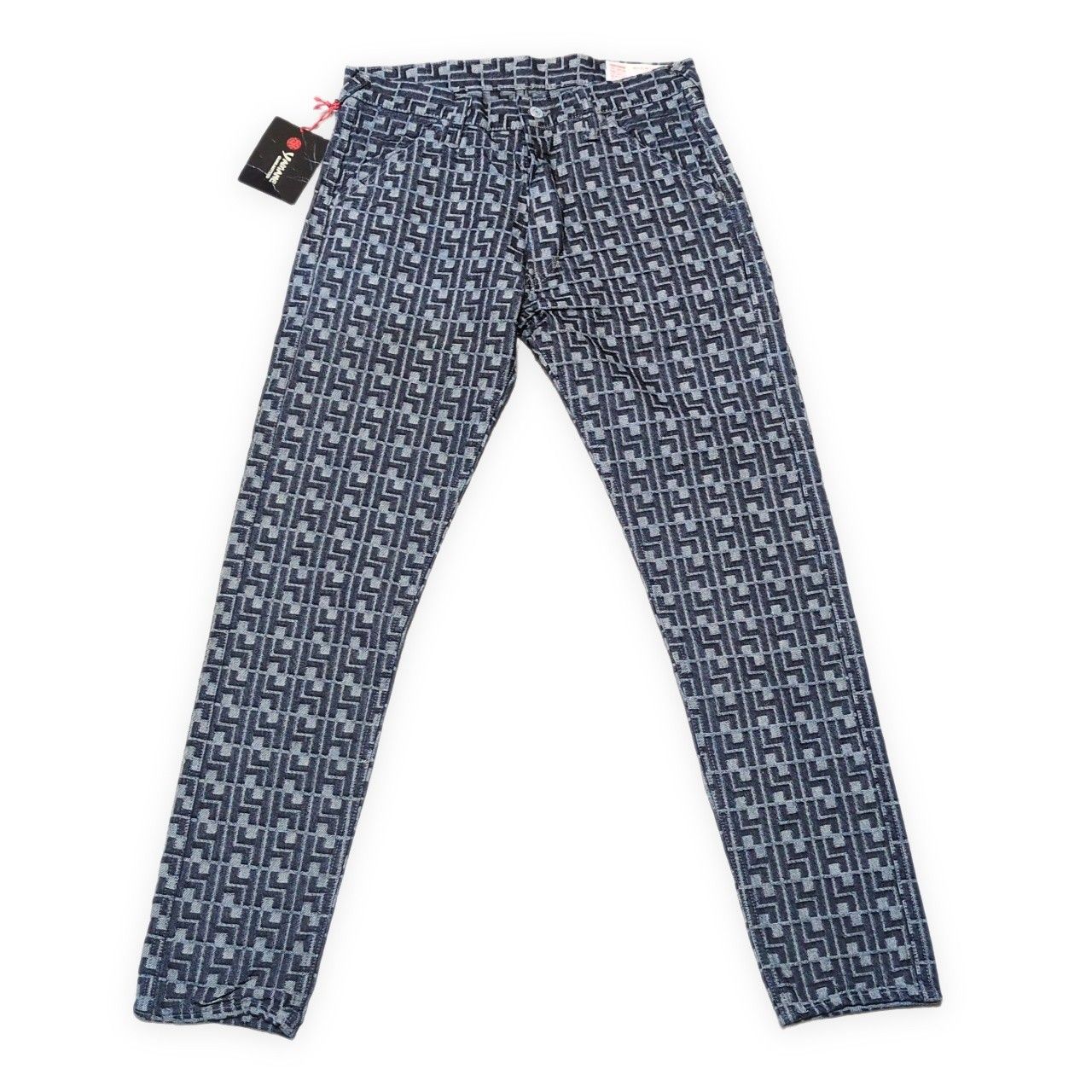 EVISU エヴィス Lot.5500 モノグラム 総柄 ジャガードデニムパンツ メンズ ジーンズ W32 日本製 美品 EVISU エヴィス Lot.5500 モノグラム 総柄 ジャガードデニムパンツ