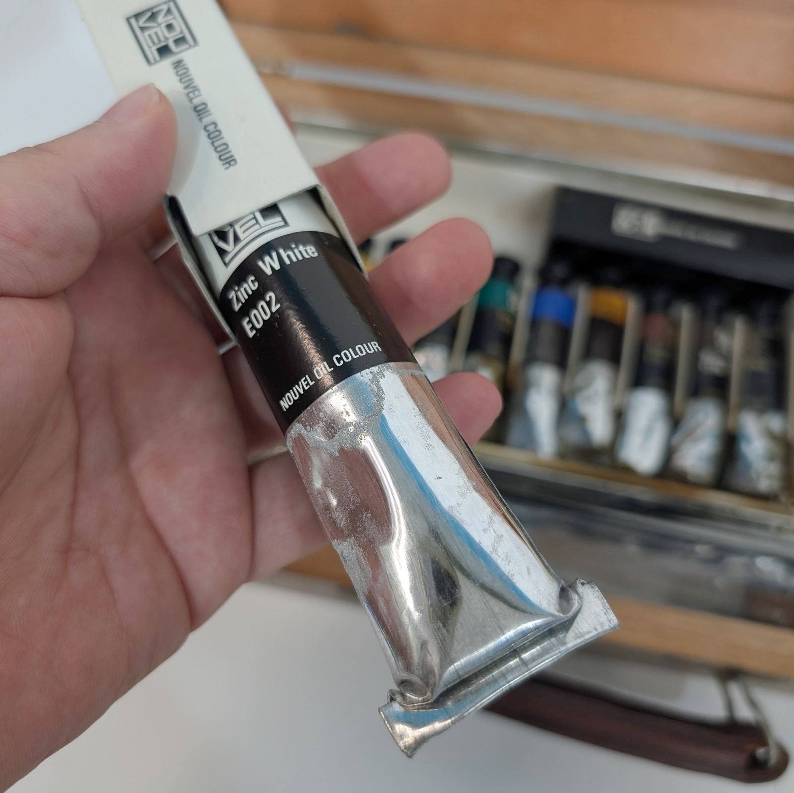 NOUVEL ヌーベル 油絵具セット 12色 木箱入り 画材一式 ジャンク 現状