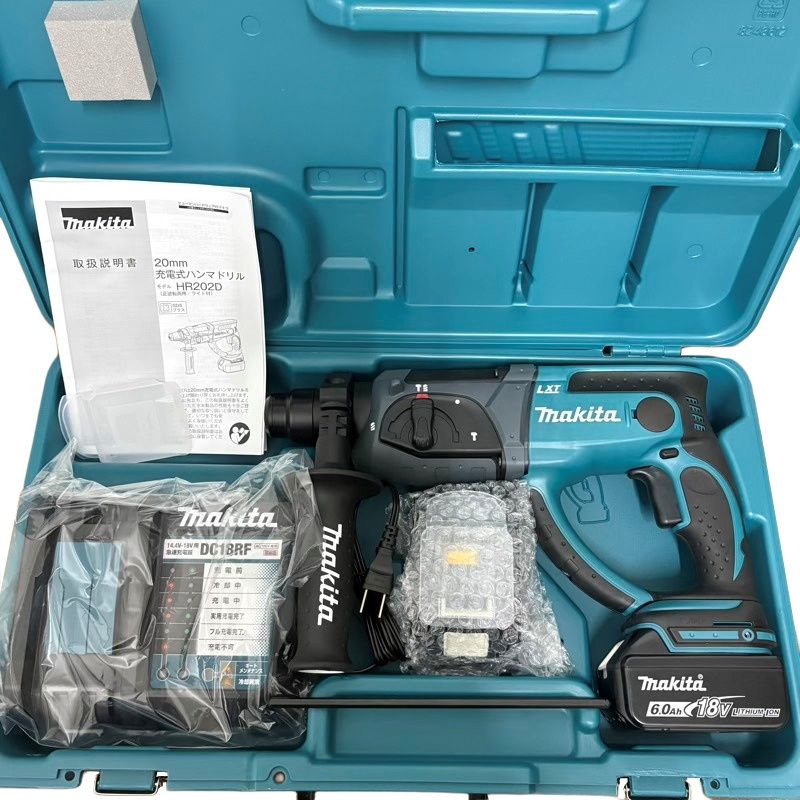 makita マキタ 充電式ハンマドリル HR202DRGX 18V グリーン バッテリー BL1860B×2個 充電器 DC18RF 【新品】 22607K379 40,950円