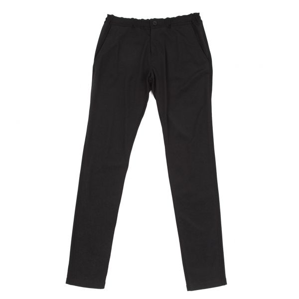 ワイズY's 異素材切替ドロストパンツ 黒1