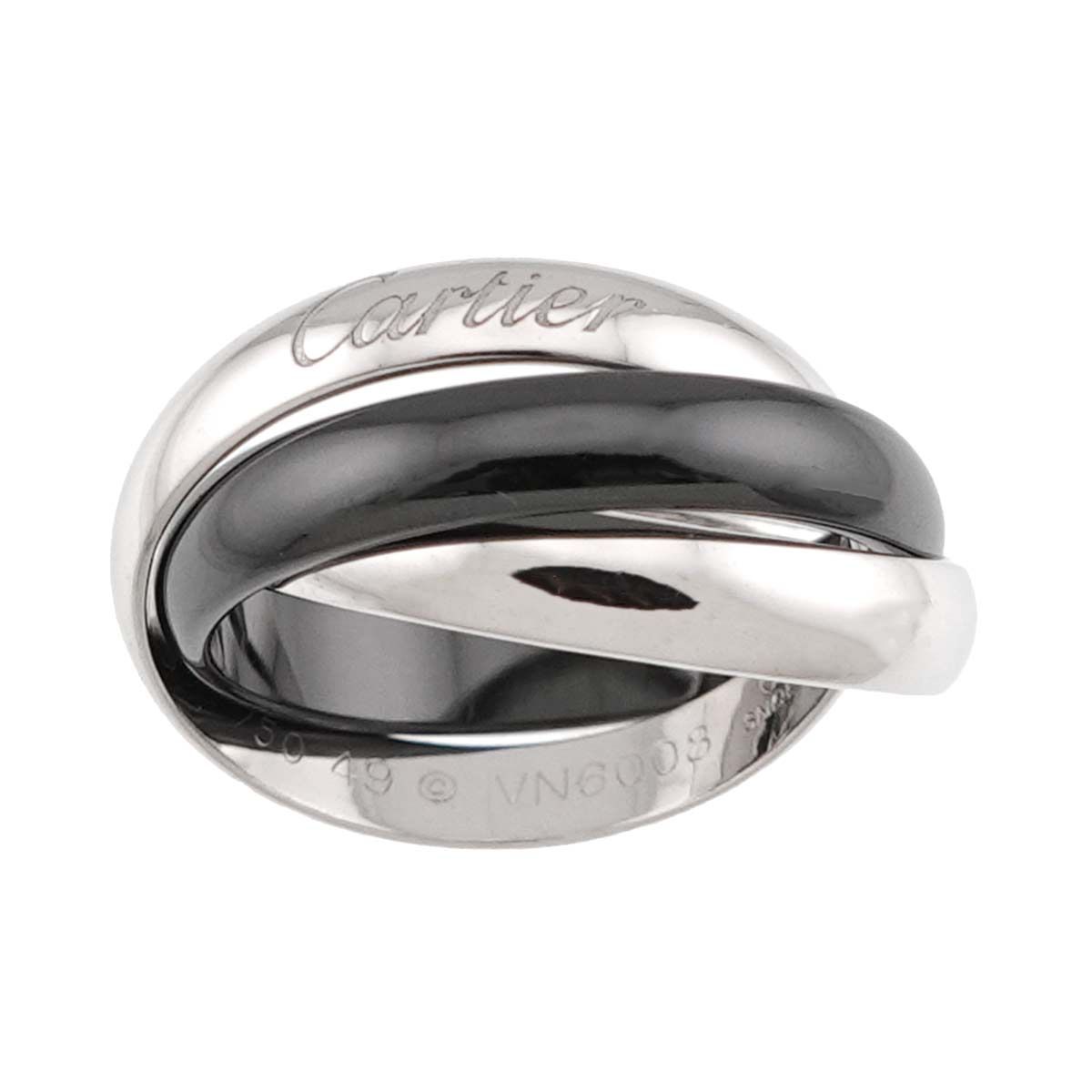 カルティエ Cartier トリニティ MM #49 リング セラミック K18 WG 3連