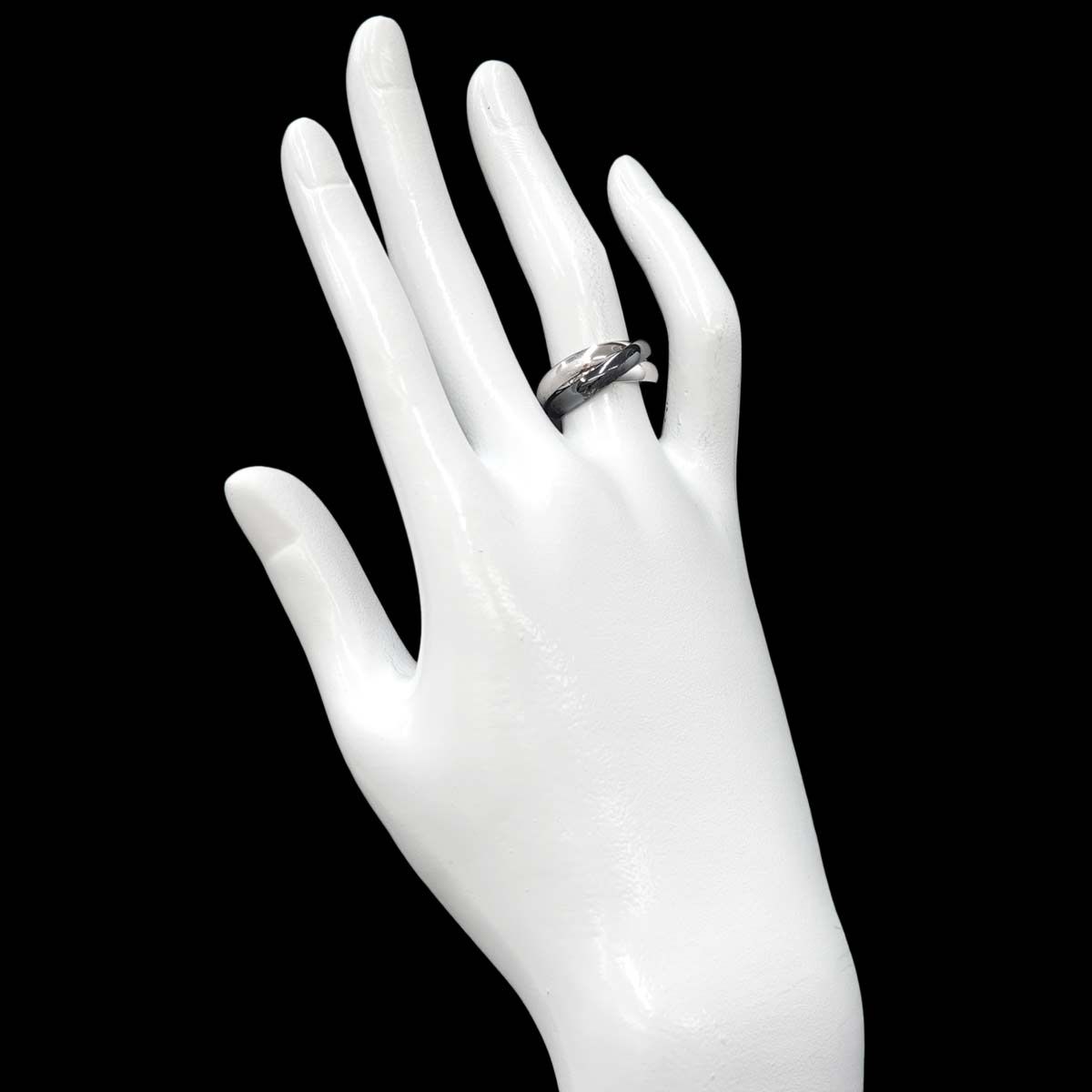 Cartier リング カルティエ Cartier トリニティ MM #49 リング セラミック K18 WG 3連