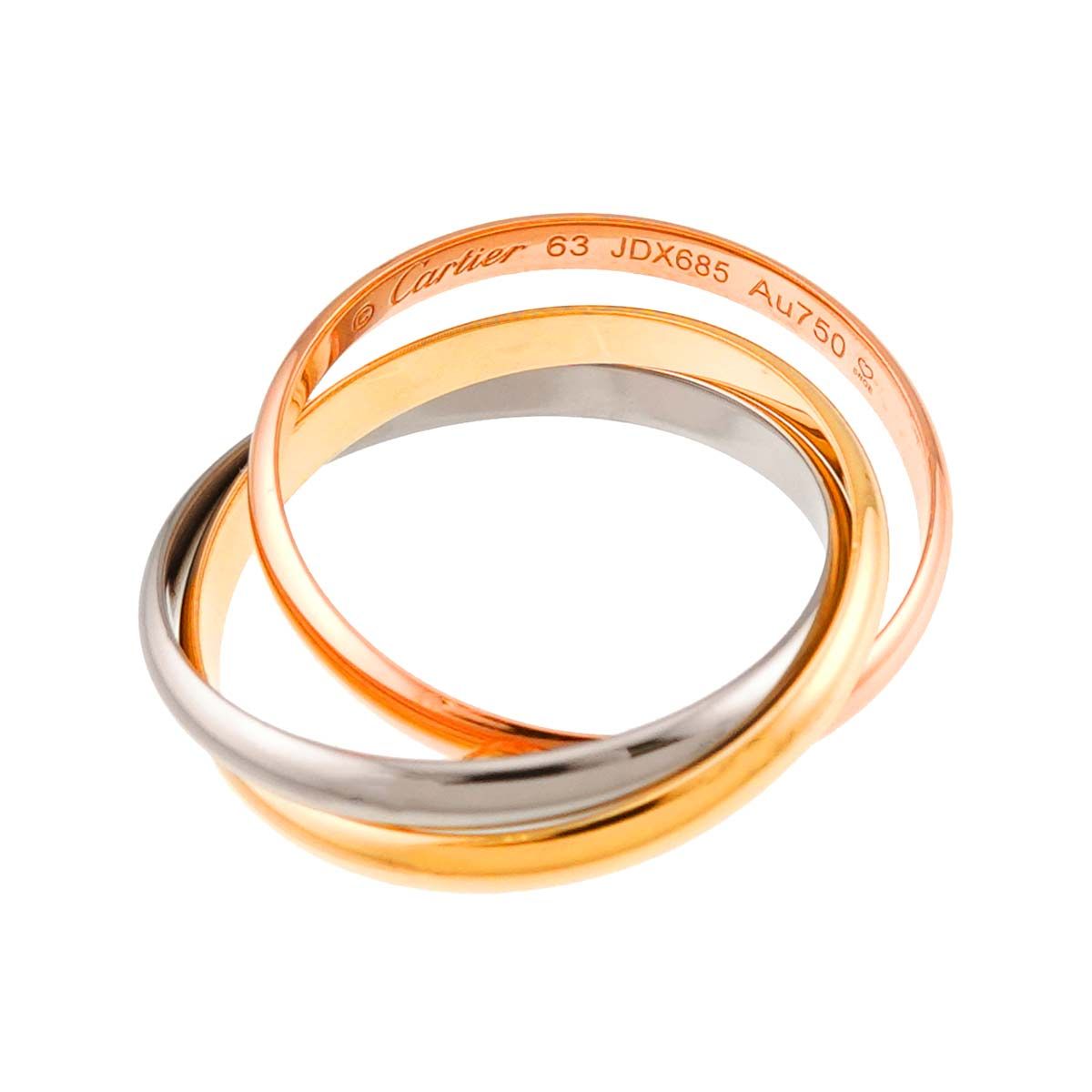 カルティエ Cartier トリニティ SM #63 リング K18 YG WG PG 3連