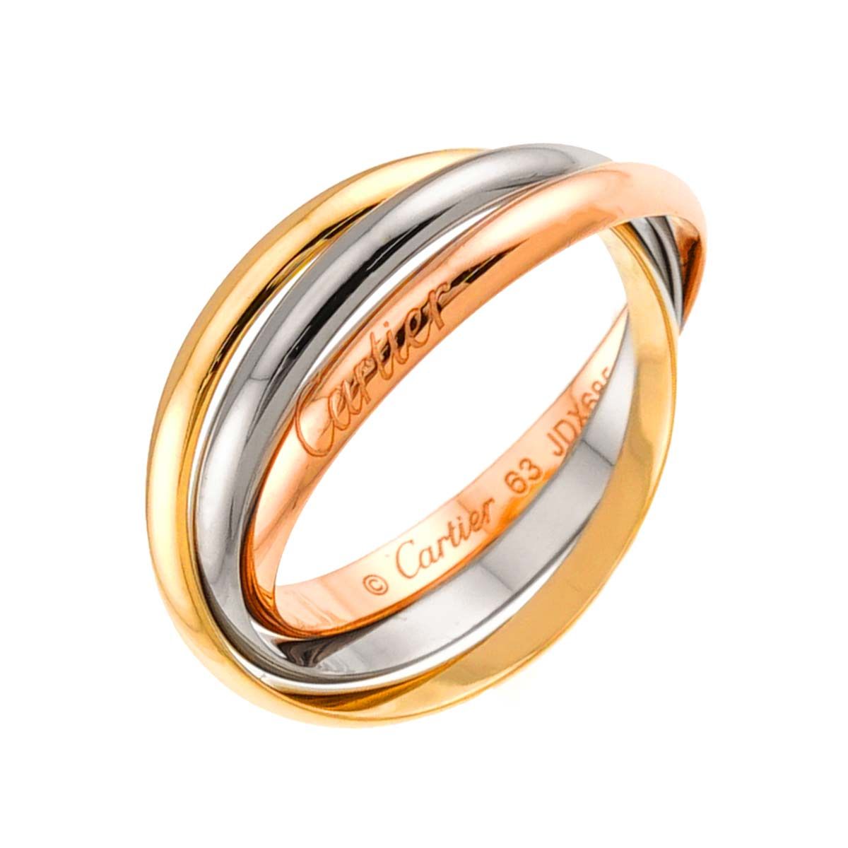 カルティエ Cartier トリニティ SM #63 リング K18 YG WG PG 3連