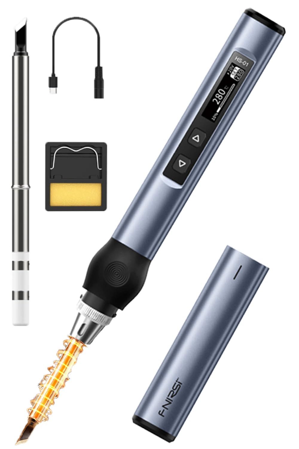 USB ハンダゴテ PD 96W 急速 2秒 ハイパワー 温度調節 80?420℃ ディスプレイ搭載 Type-C USB給電 65W コードレス 精密基盤 ワイヤレス ポータブル 持ち運び 両利き キャップ付き 半田こて セット 急速加熱 usb-c ス★m