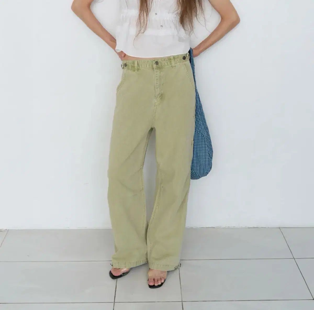 ポエト)adjust muted olive pants(新商品)