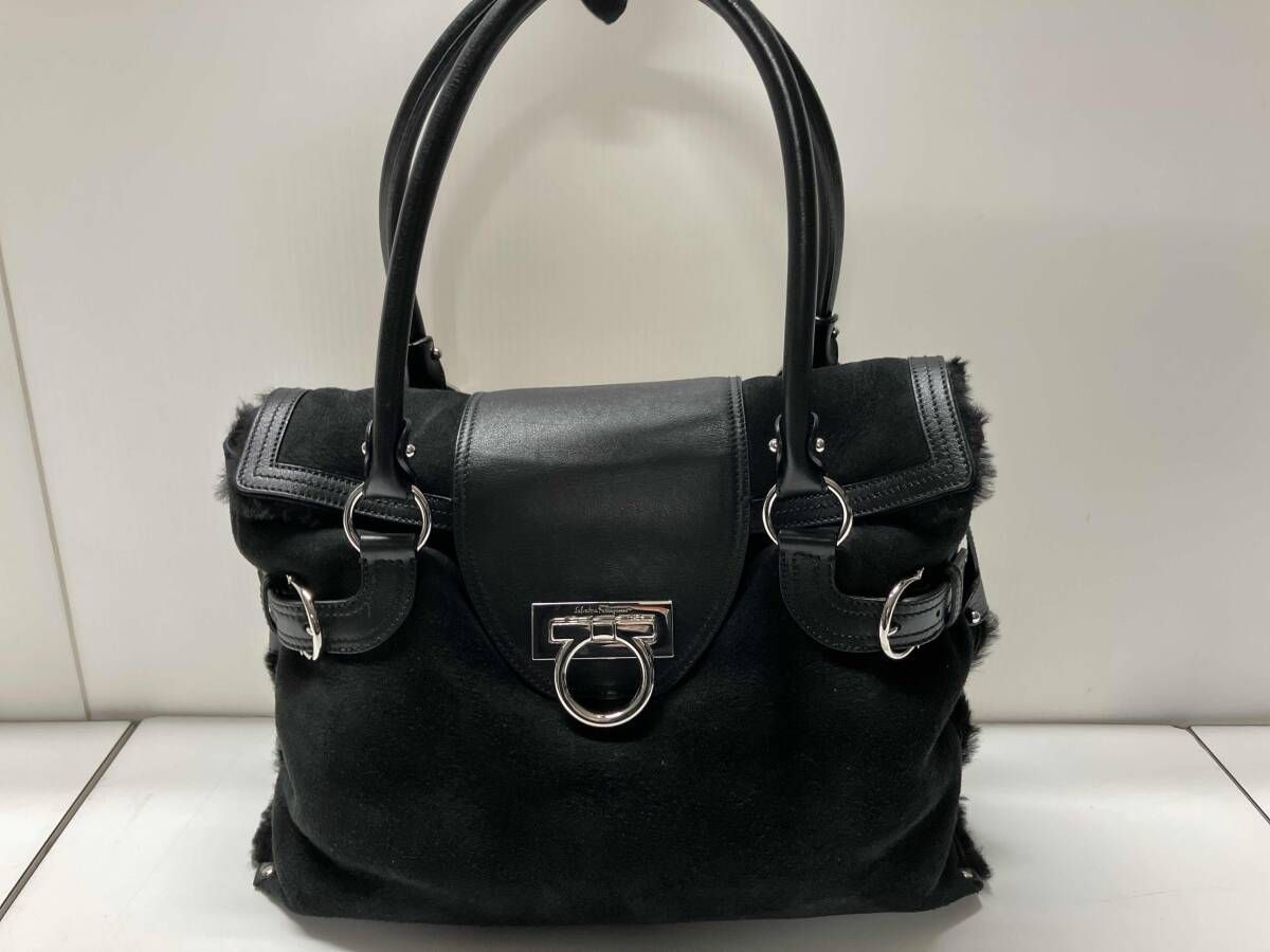 Salvatore Ferragamo ガンチーニ EZ-21 4888 ムートン ハンドバッグ