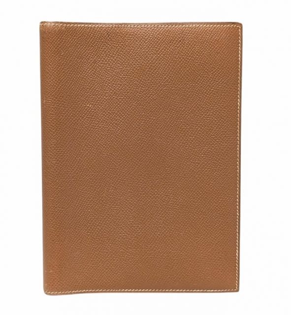 Hermes Large Notebook Cover Double Pin Agendas Courchevel Embossed Leather Agenda Notebook Cover Brown Brown for Women Men HERMES