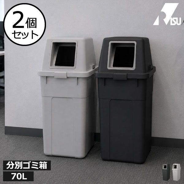 RISU リス ふた付き分別ゴミ箱 70L 2個セット ゴミ箱 キッチン スリム おしゃれ 分別 ダストボックス ふた付き リビング 大きい 袋が見えない 大容量 北欧 缶 ビン ペットボトル 大きめ 日本製 オフィス 業務用 70L ワイド リサイクル 隙間 11,076円