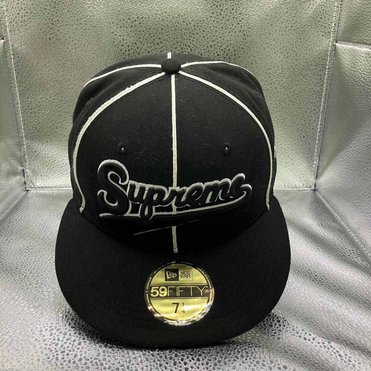 25SS Supreme Piping Script Logo New Era cap ブラック57.7cm
