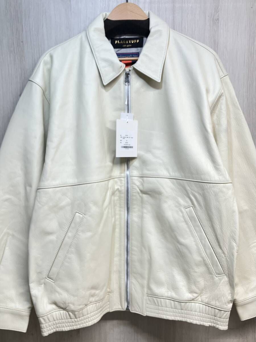 FLAGSTUFF × blackmeans LEATHER SWING TOP 本革 レザー スウィングトップ フラグスタフ ブラックミーンズ ホワイト メンズ XL