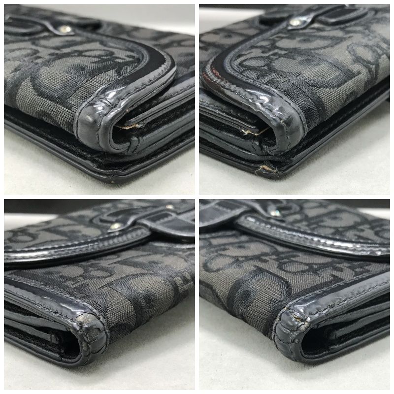 専用　クリスチャンディオール 長財布 トロッター キャンバス レザー ブラック Christian Dior ディオール 長財布 トロッター Wホック キャンバス