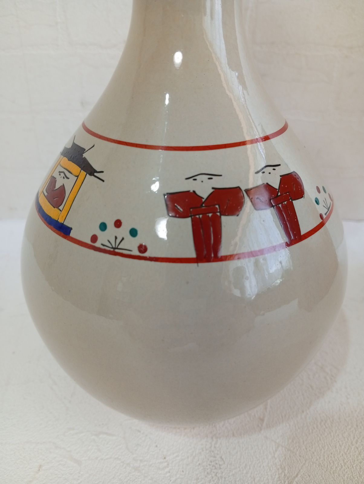 ☆【未使用品】Y105 奈良絵 一輪生 花器 一輪挿し 陶器 共箱付き