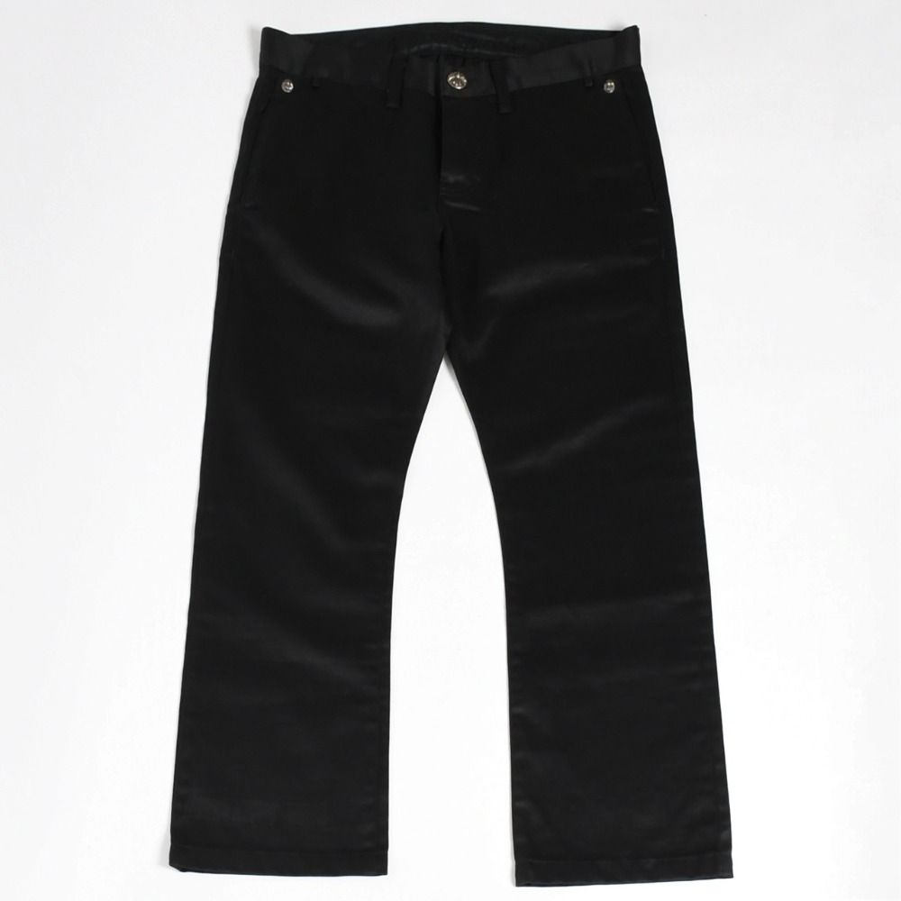 極美品 CHROME HEARTS クロムハーツ クロスボールボタン チノパンツ 32サイズ スクロールラベル ブラック シルバー 中古 4a005726