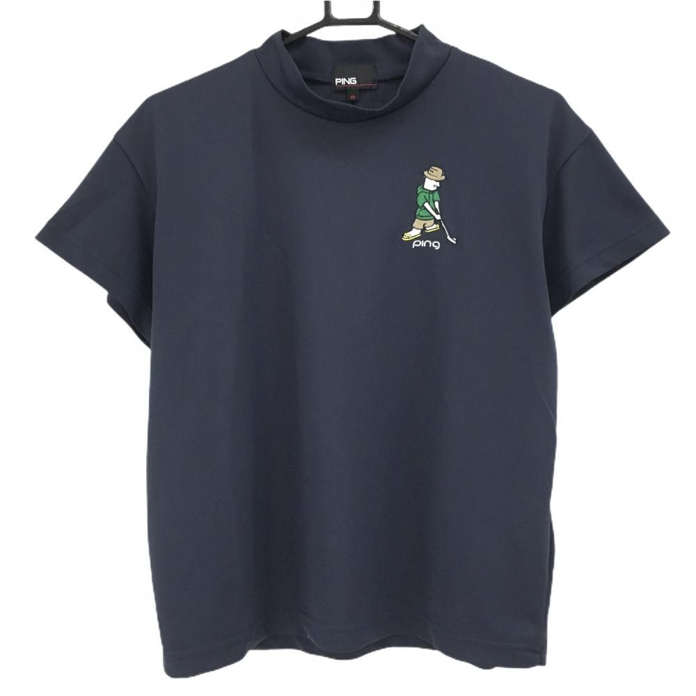 【超美品】ピン 半袖ハイネックシャツ グリーン×ネイビー 総柄 英字 メンズ LL ゴルフウェア 2024年モデル PING 超美品】ピン 半袖ハイネックシャツ ネイビー ミスターピン 胸刺しゅう
