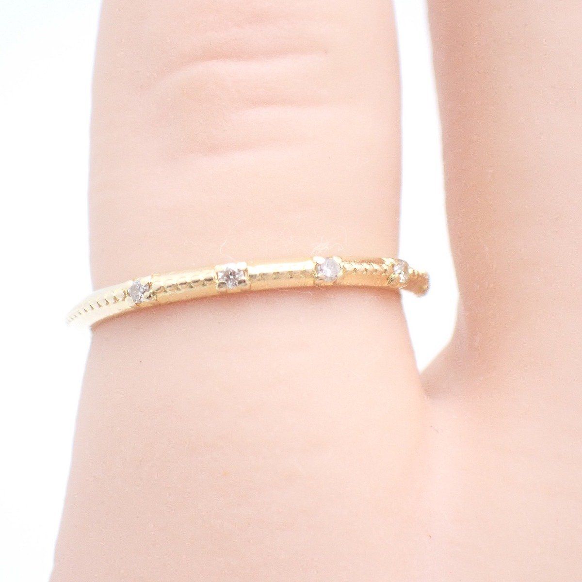 agete アガット ピンキーリング 指輪 K18/ダイヤモンド0.025ct