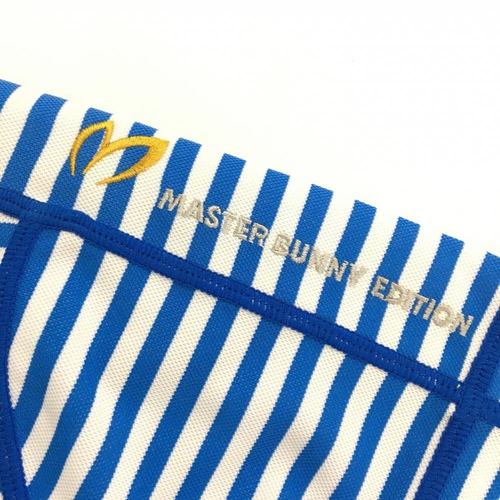 超美品】マスターバニー 半袖ハイネックシャツ ブルー×白 ボーダー