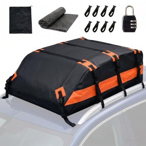 YUMENO ルーフキャリアバッグ 550L 完全防水 500D PVC強化 折りたたみ 車中泊 キャンプ 全車種対応 オレンジ 付属品付 | 550L大容量 旅行・車中泊・キャンプ用品をまとめて収納できるルーフバッグ★m 10,010円