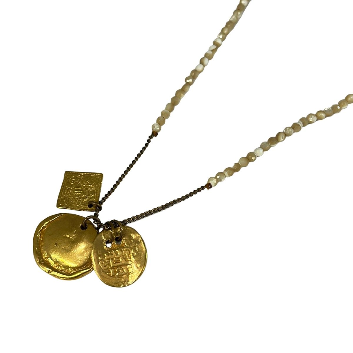 CHAN LUU チャンルー K14 ダイヤモンド ネックレス 14K ゴールド Chan Luu(チャンルー) ネックレス - ゴールド×ベージュ - メルカリ