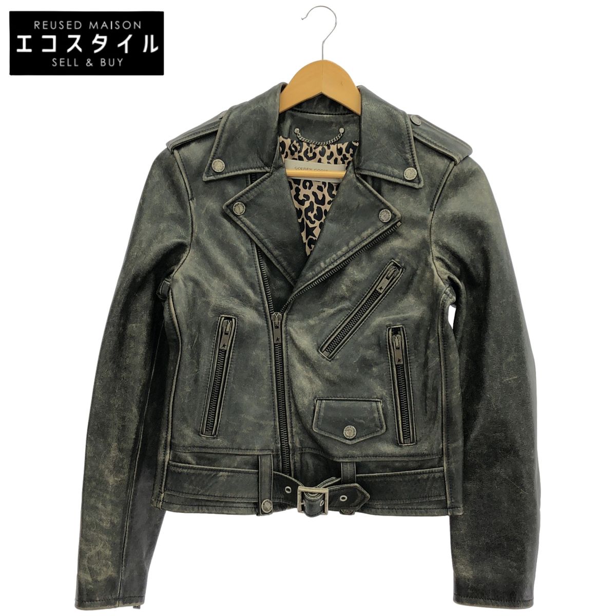 GOLDEN GOOSE　ゴールデングース　22-010-510-0003-1-0 ブラック系 ダブルライダースジャケット　40