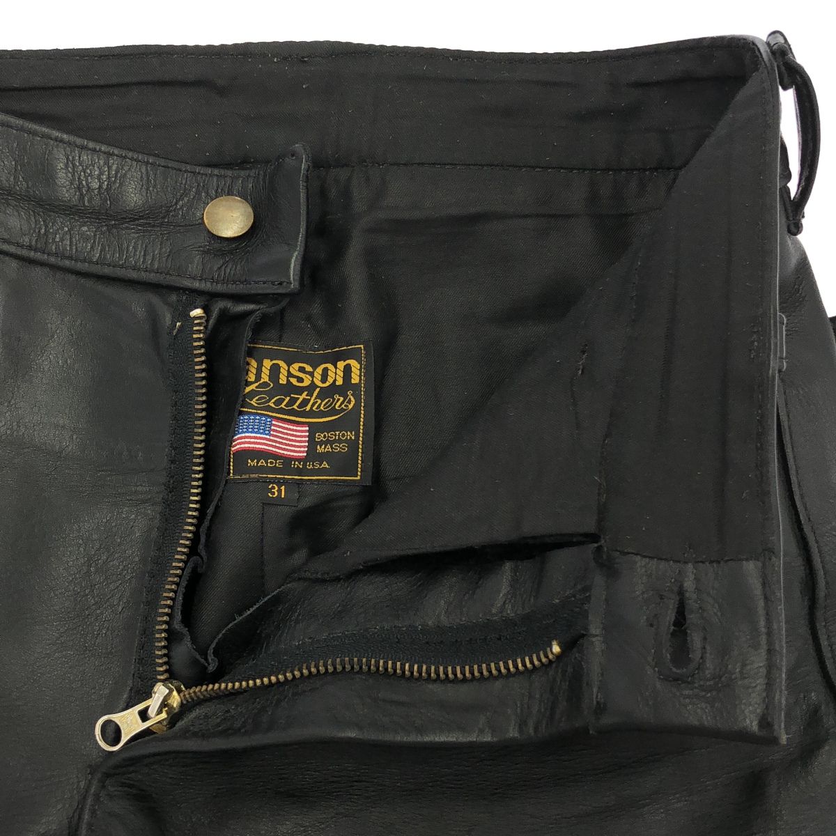 VANSON　バンソン　ブラック レザー パンツ　31