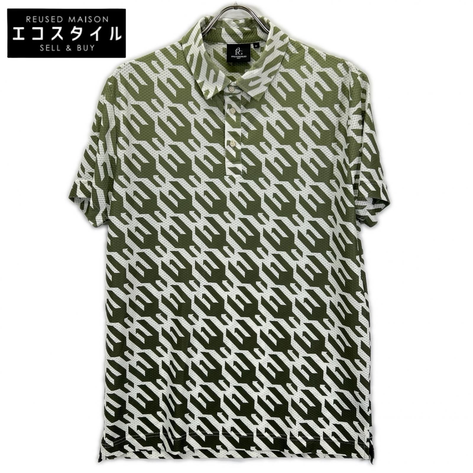 1piu1uguale3 ウノピゥウノウグァーレトレ 【GOLF】【×戸賀敬城】GRT119-PRY089 カーキ HOUNDTOOTH S/S POLO TOGA LIMITED MODEL 総柄メッシュ半袖ポロシャツ IV