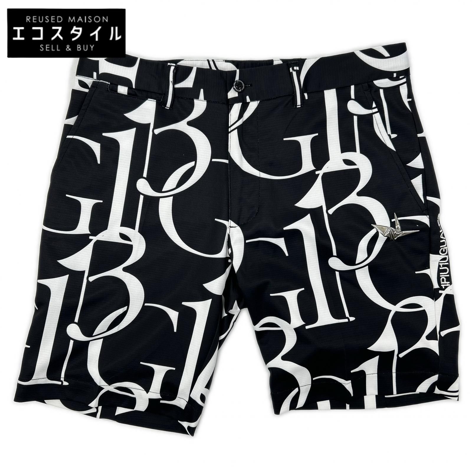 1piu1uguale3　ウノピゥウノウグァーレトレ　【GOLF】GRP181-GPE006 ブラック 113G SHORTS ロゴ総柄ショートパンツ　IV