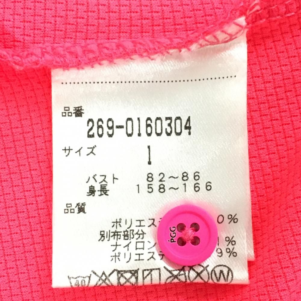 超美品】PGGパーリーゲイツ ノースリーブポロシャツ 蛍光ピンク 一部