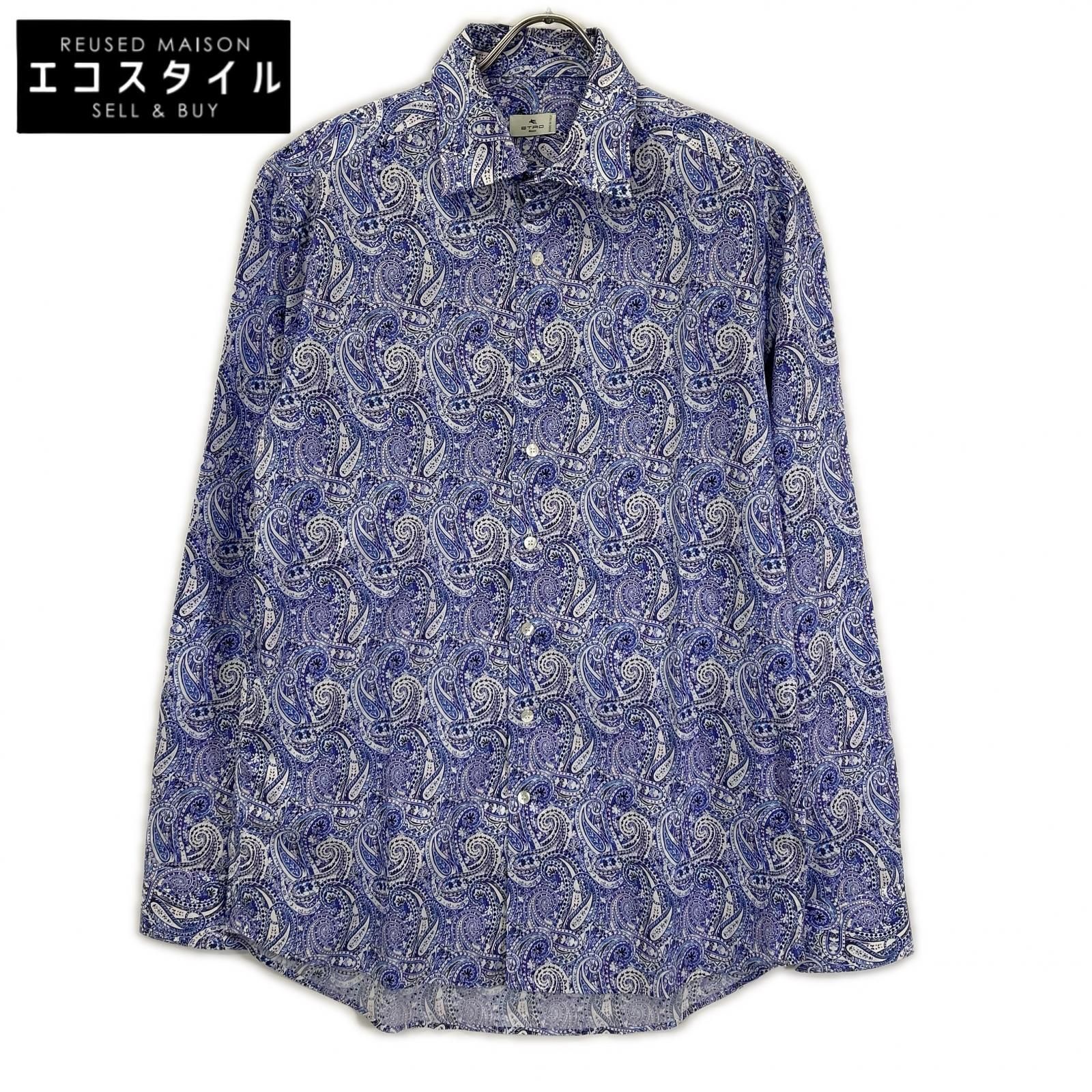ETRO　エトロ　パープル ペイズリー ロングスリーブ ボタンシャツ　41
