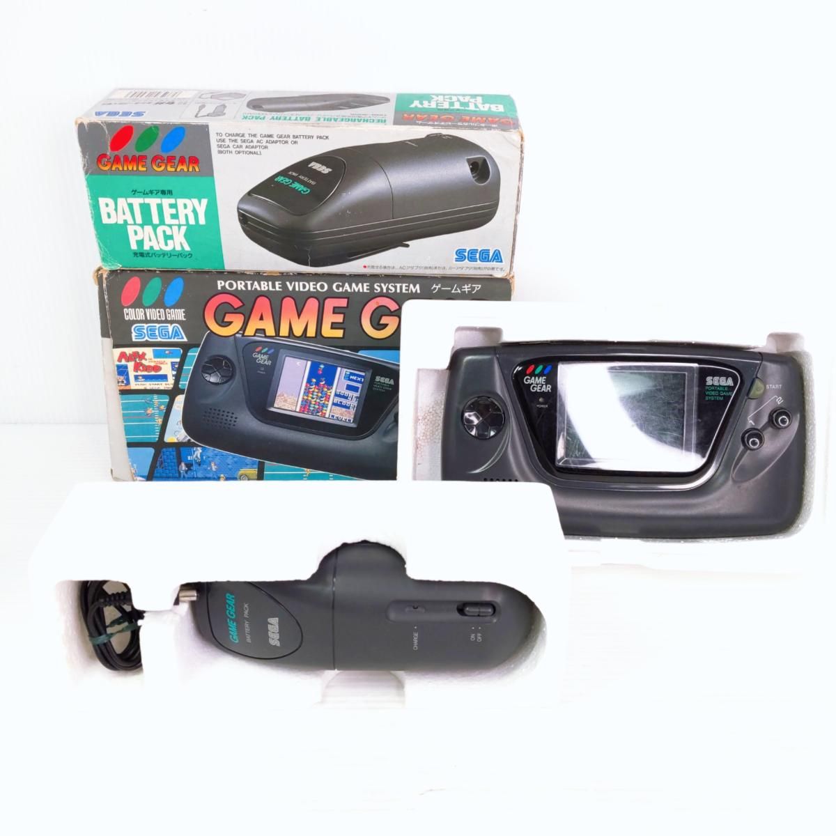 中古現状品】セガ ゲームギア本体 充電式バッテリーパックセット〇YR