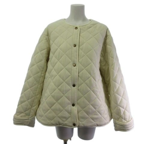 メゾンエシェル Maison Echelle ツイストコードウールライ ノーカラー中綿ジャケット アイボリー F